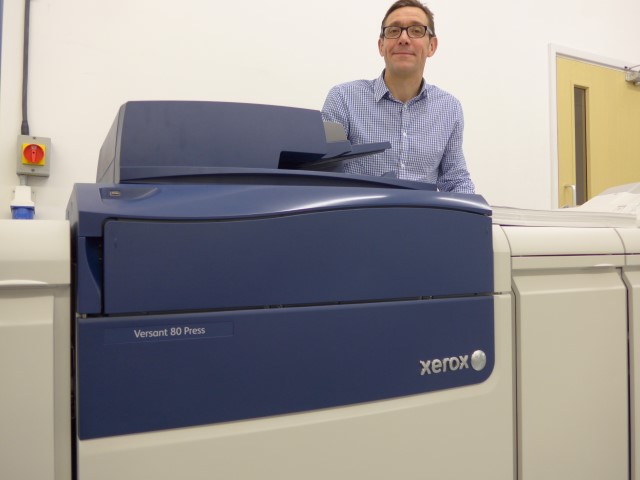 Lee Jordan, Sales Director at Hickling & Squires, and the new Xerox Versant 80 Press.