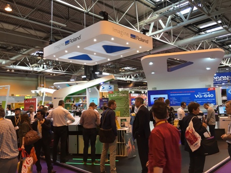 The Roland DG stand was busy throughout Sign + Digital 2016