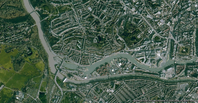 Very High Resolution satellite image of the city centre of Bristol, UK.