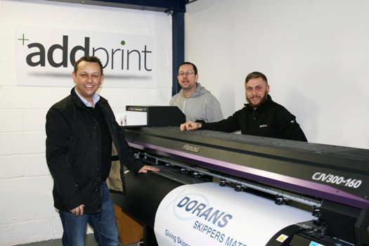 Robert Doyle, Declan Conroy and Andy Preston from AddPrint Ltd with the Mimaki CJV300-160.